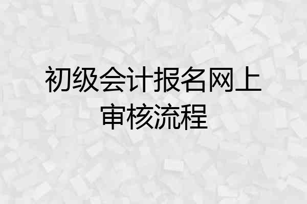 初级会计报名网上审核流程