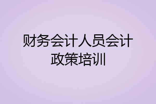 财务会计人员会计政策培训