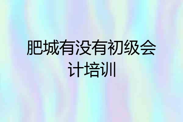 肥城有没有初级会计培训