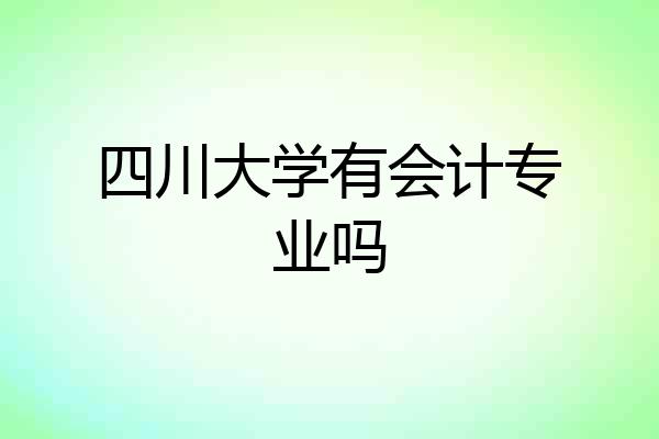 四川大学有会计专业吗