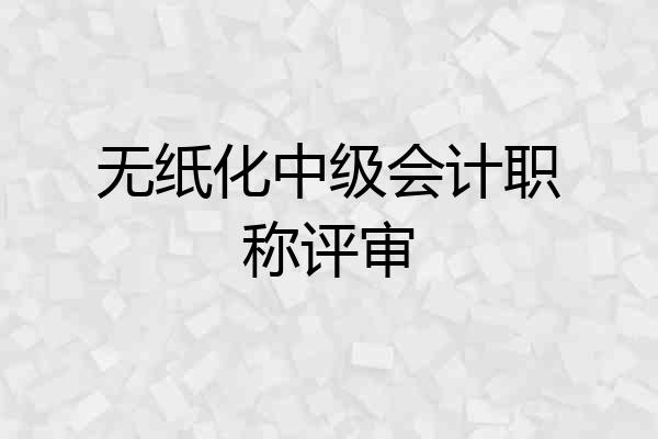 无纸化中级会计职称评审