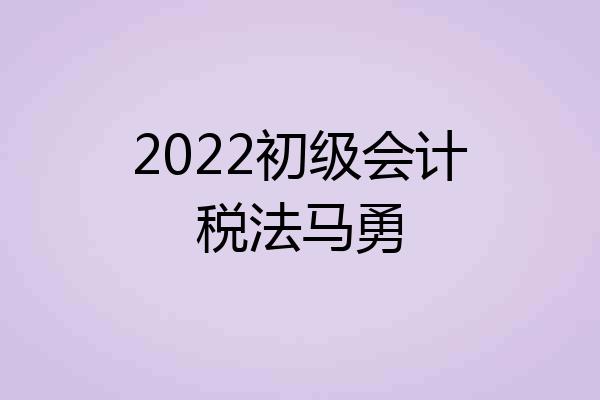 2022初级会计税法马勇