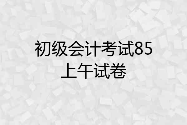 初级会计考试85上午试卷
