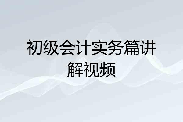 初级会计实务篇讲解视频