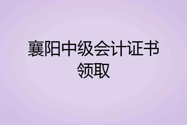 襄阳中级会计证书领取