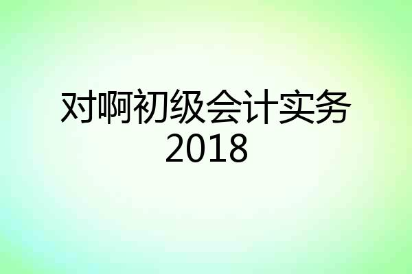 对啊初级会计实务2018
