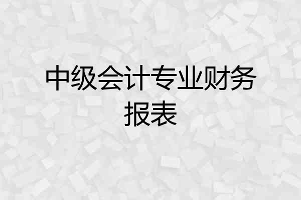 中级会计专业财务报表
