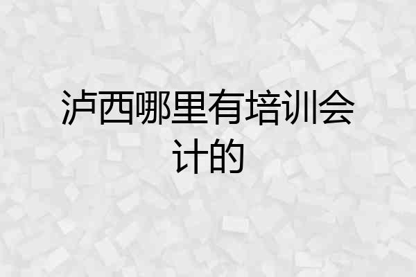 泸西哪里有培训会计的