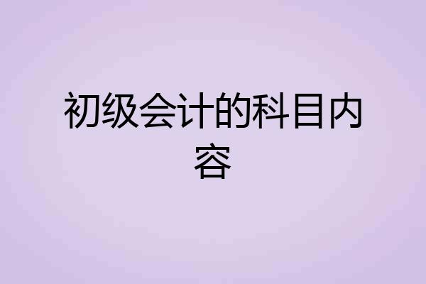 初级会计的科目内容