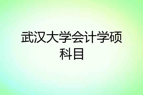 武汉大学会计学硕科目