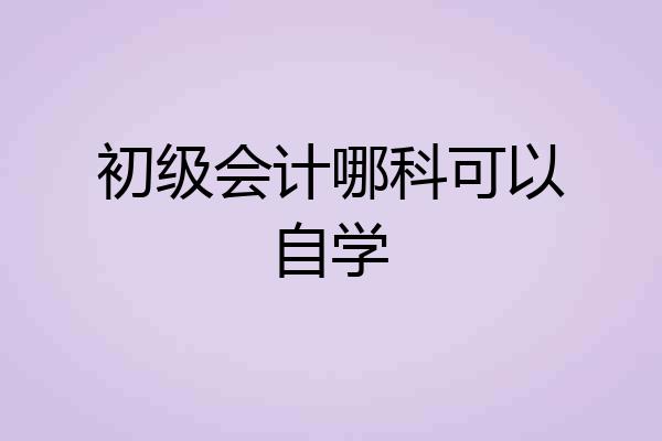 初级会计哪科可以自学
