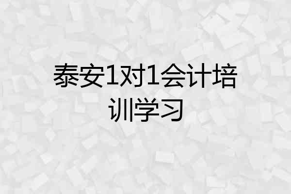 泰安1对1会计培训学习