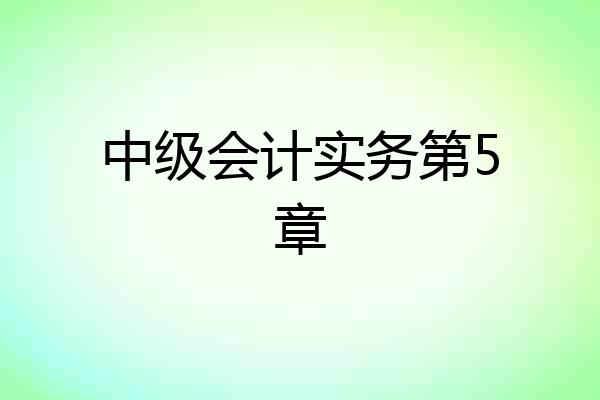 中级会计实务第5章