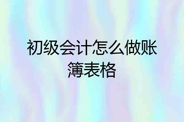 初级会计怎么做账簿表格