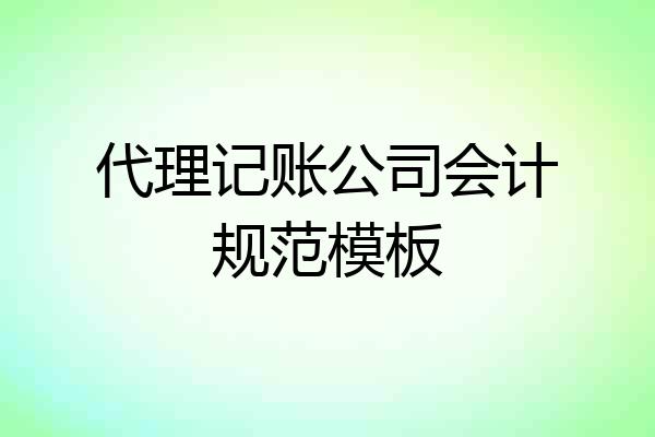 代理记账公司会计规范模板