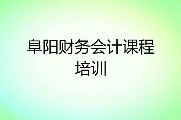 阜阳财务会计课程培训