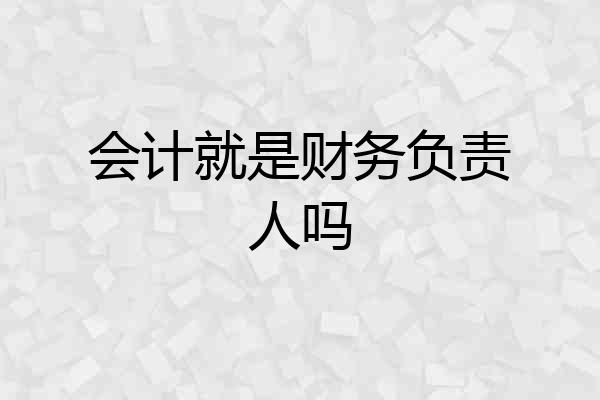 会计就是财务负责人吗