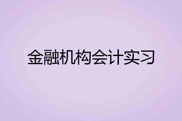 金融机构会计实习