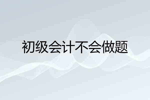 初级会计不会做题