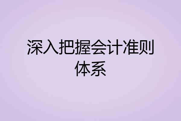 深入把握会计准则体系
