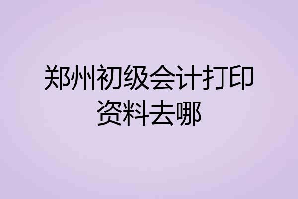 郑州初级会计打印资料去哪