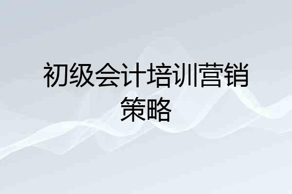 初级会计培训营销策略