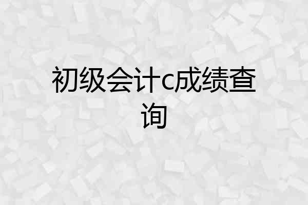 初级会计c成绩查询