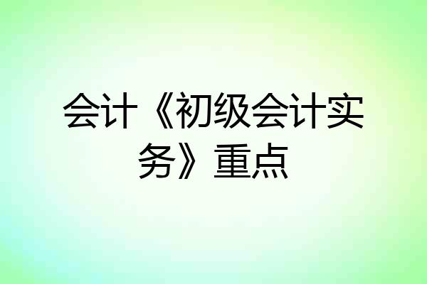 会计《初级会计实务》重点