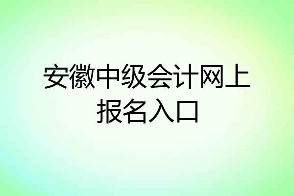 安徽中级会计网上报名入口