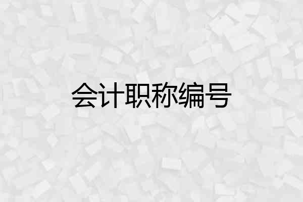 会计职称编号