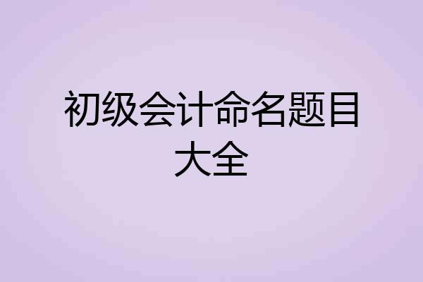 初级会计命名题目大全