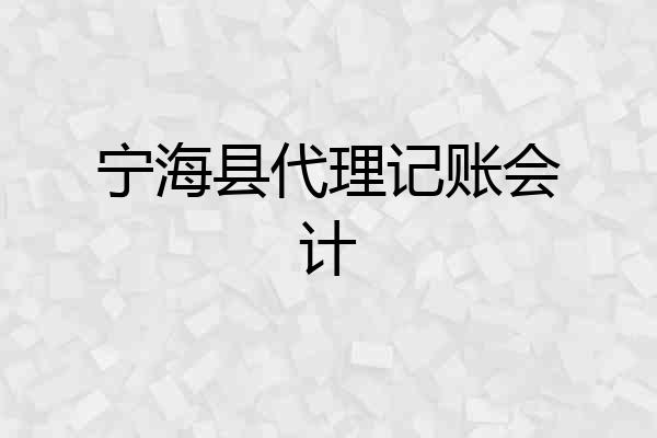 宁海县代理记账会计