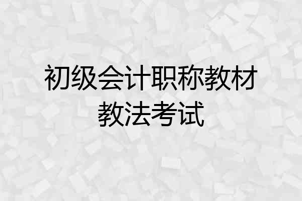初级会计职称教材教法考试