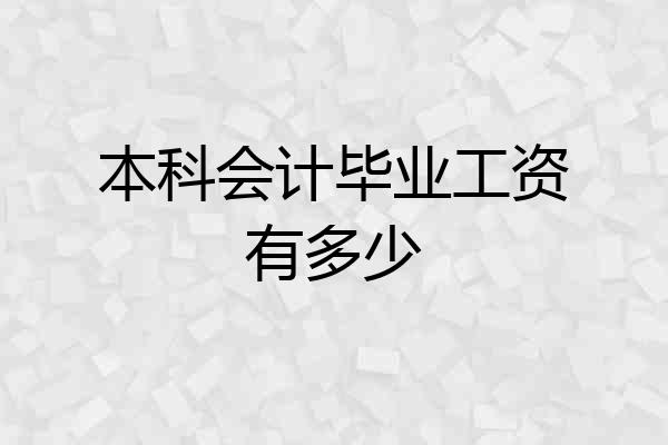 本科会计毕业工资有多少