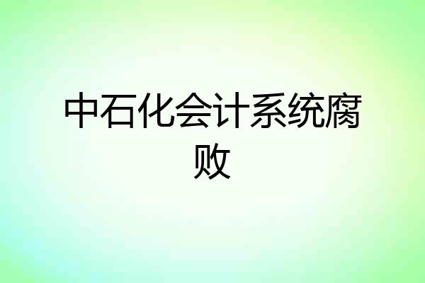 中石化会计系统腐败