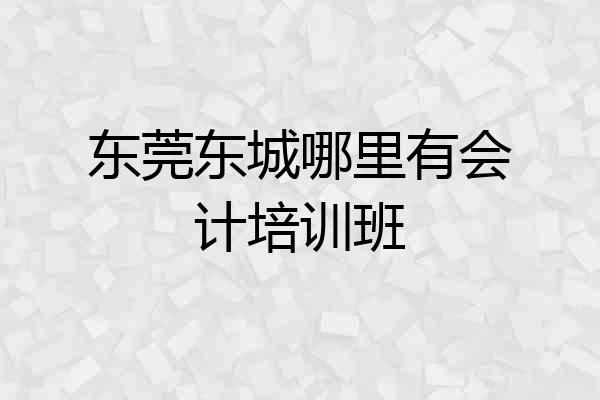 东莞东城哪里有会计培训班