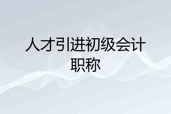 人才引进初级会计职称