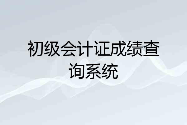 初级会计证成绩查询系统