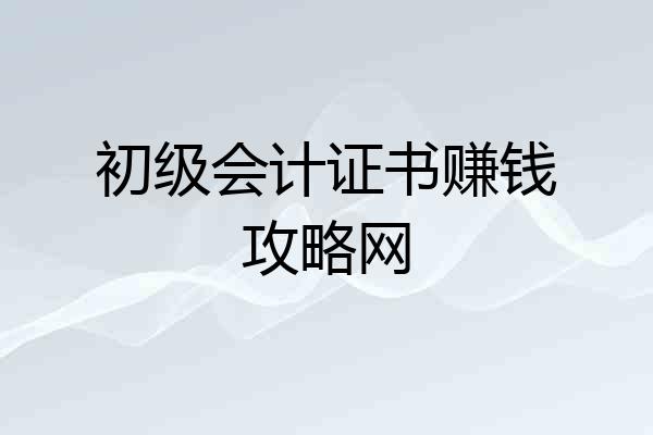 初级会计证书赚钱攻略网