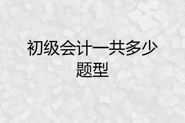 初级会计一共多少题型
