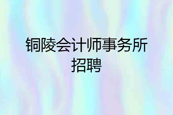 铜陵会计师事务所招聘
