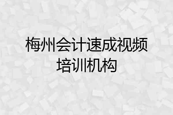 梅州会计速成视频培训机构