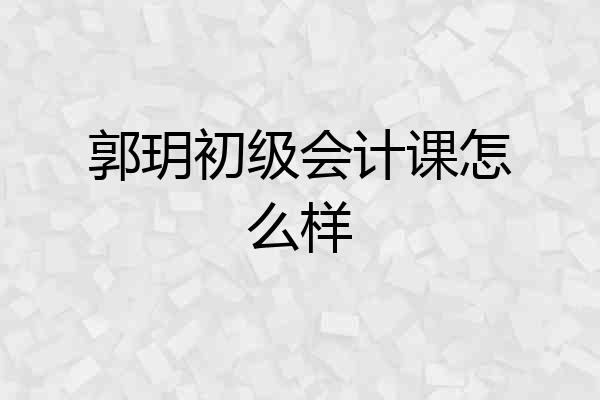 郭玥初级会计课怎么样