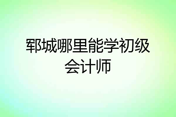 郓城哪里能学初级会计师