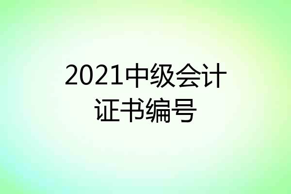 2021中级会计证书编号