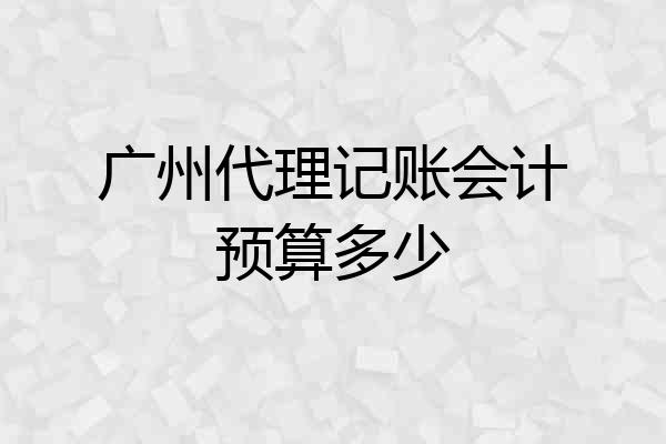 广州代理记账会计预算多少