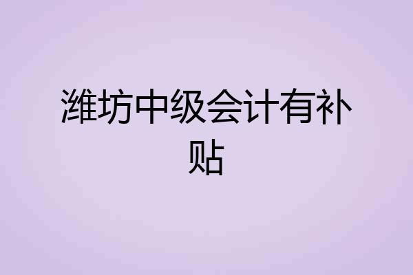 潍坊中级会计有补贴