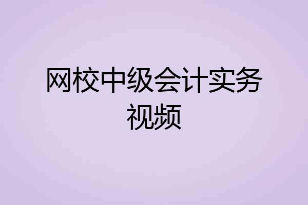 网校中级会计实务视频