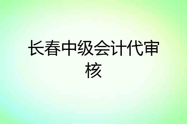 长春中级会计代审核