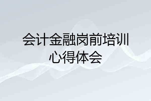 会计金融岗前培训心得体会